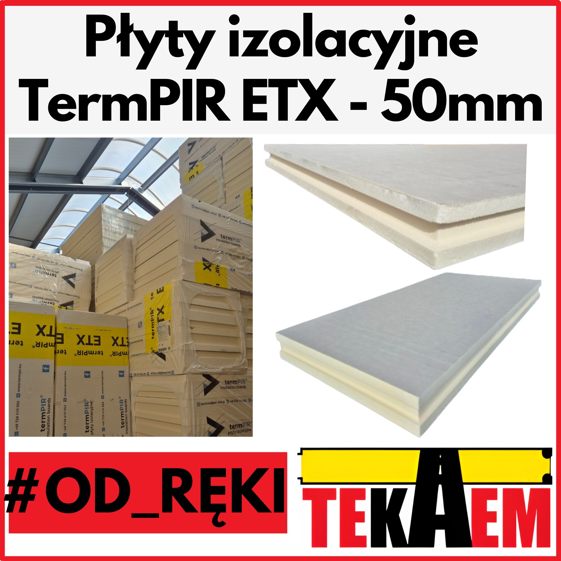 TermPIR ETX OD RĘKI 50mm ETICS płyty pod tynk 1200x600mm