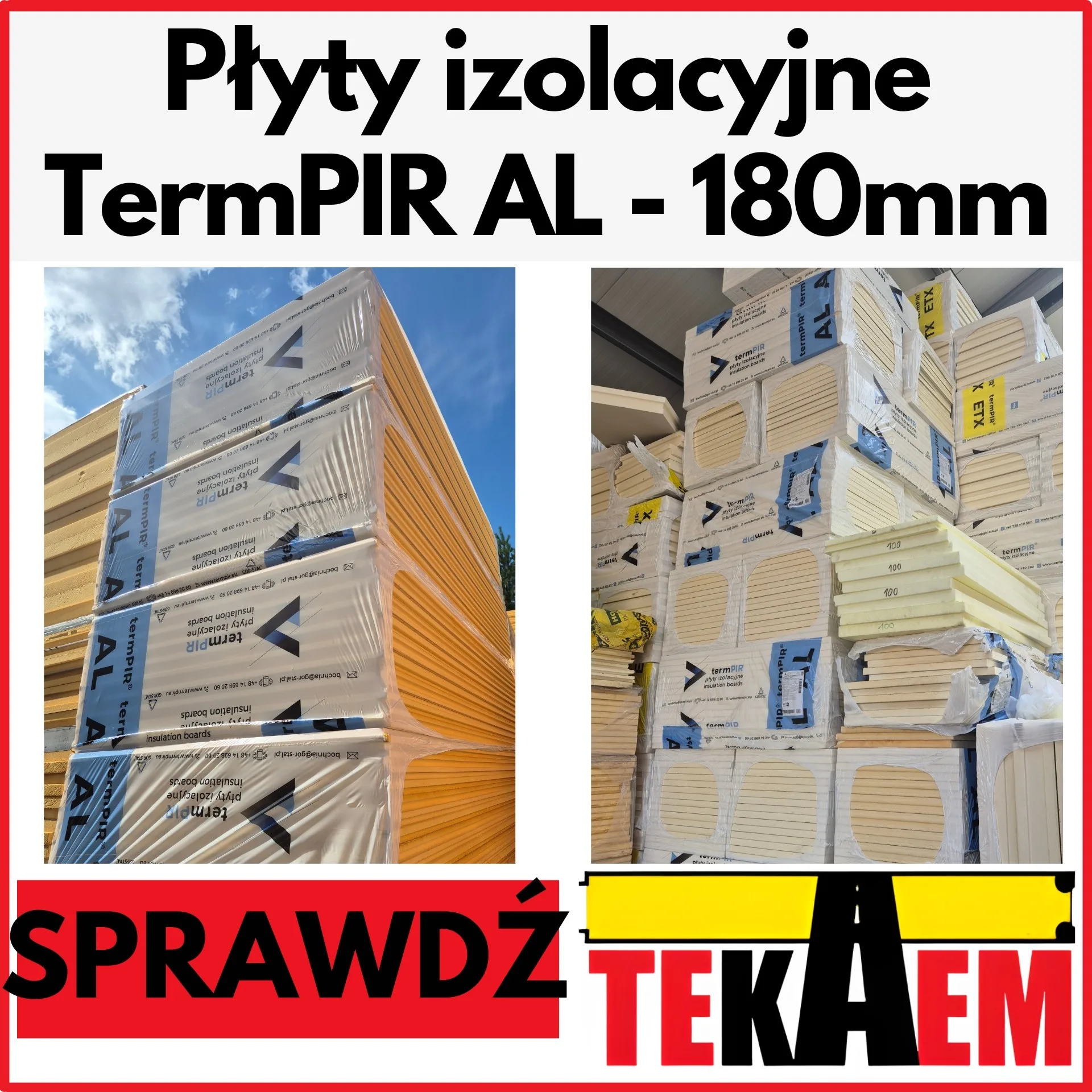 Płyty PIR TermPIR AL 180mm płyty izolacyjne poliizocyjanuran