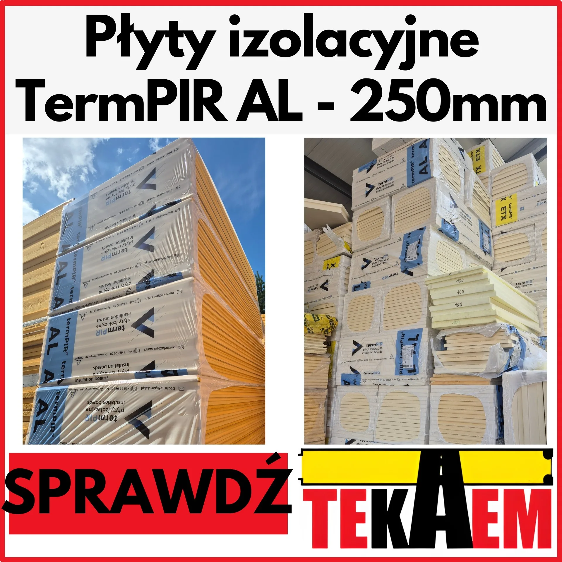 Płyty PIR TermPIR AL 250mm płyty izolacyjne poliizocyjanuran
