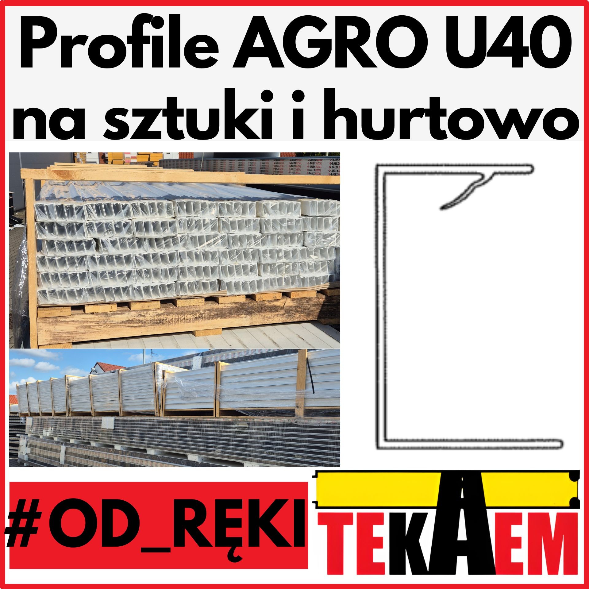 Profile do płyt AGRO U40 OD RĘKI do 5mb