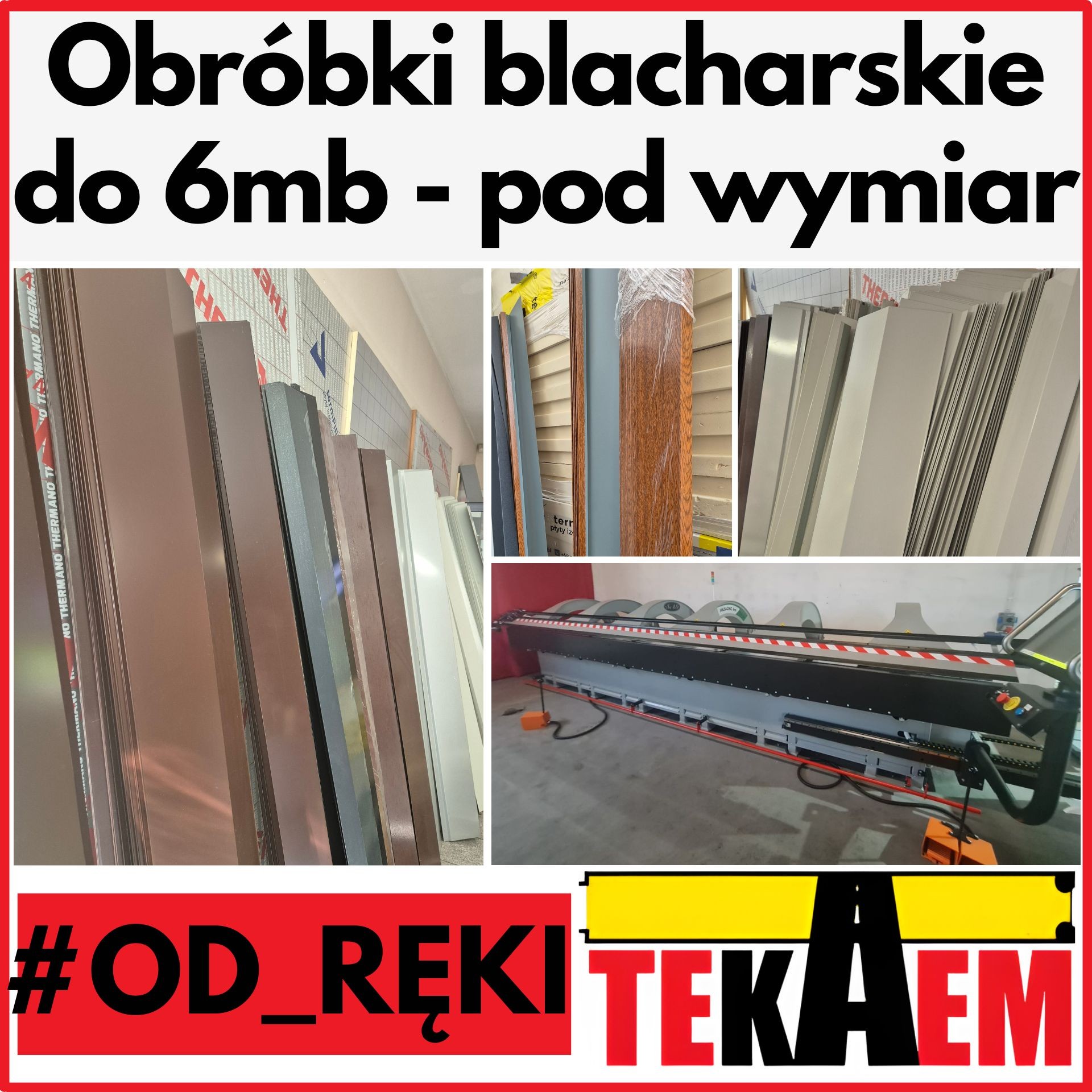 Obróbki blacharskie do 6mb - cięte i gięte pod wymiar i kolor