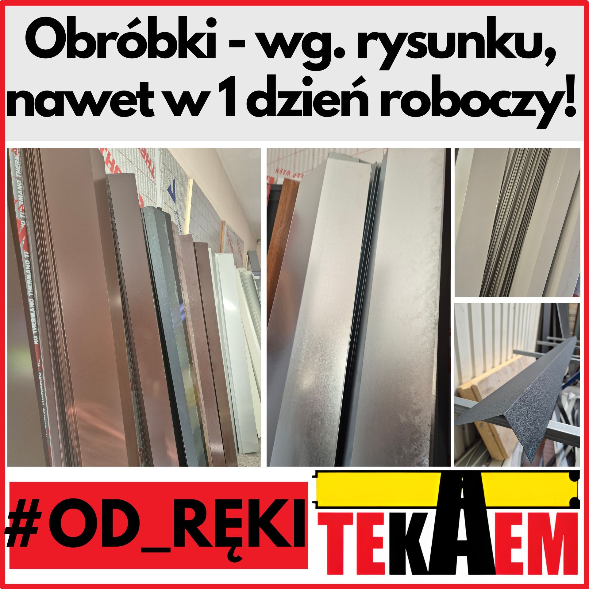Obróbki blacharskie cięte i gięte wg. rysunku pod kolor, OD RĘKI ina zamówienie już od jednego dnia roboczego