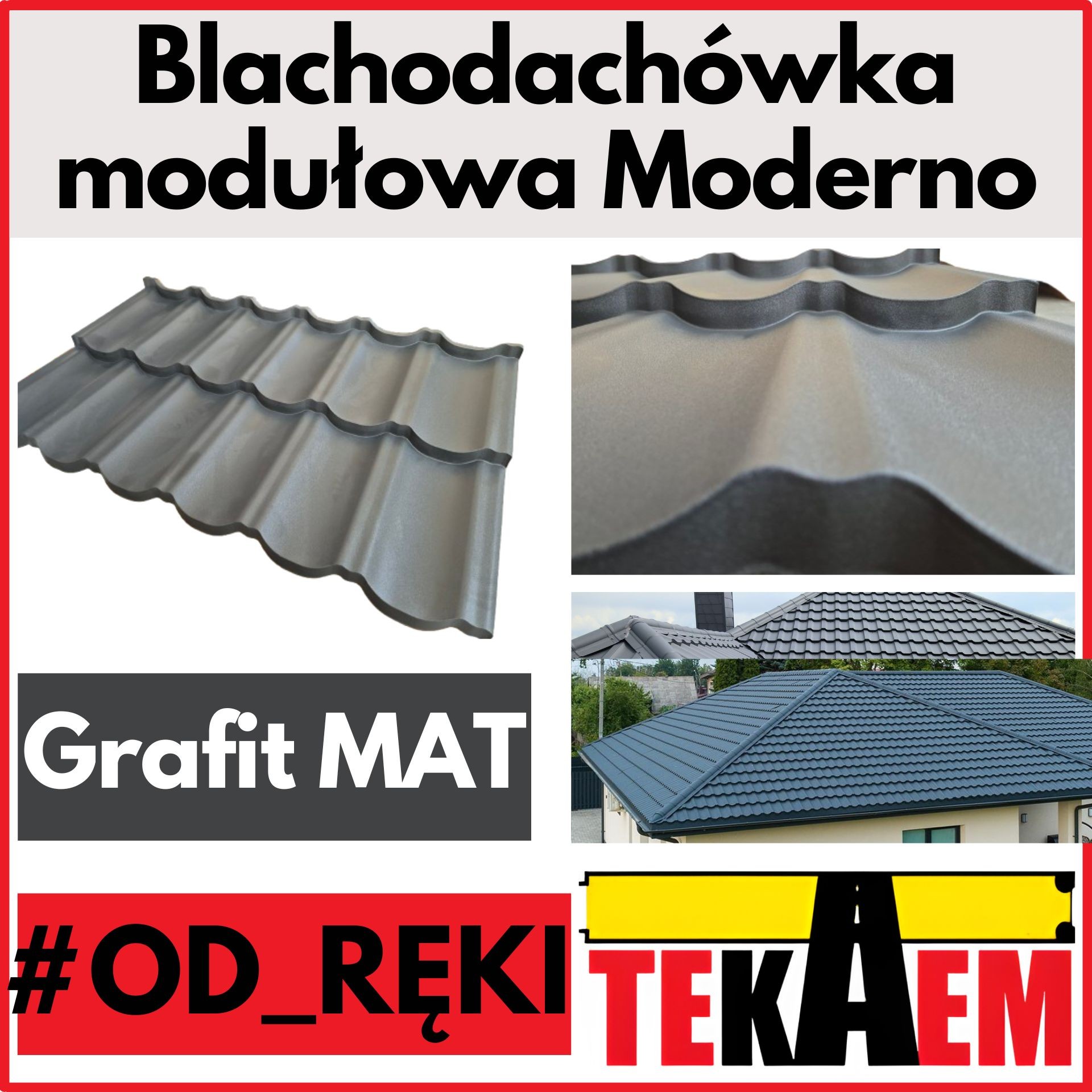 Moderno Blachodachówka modułowa OD RĘKI na magazynie Grafit Mat 1gat
