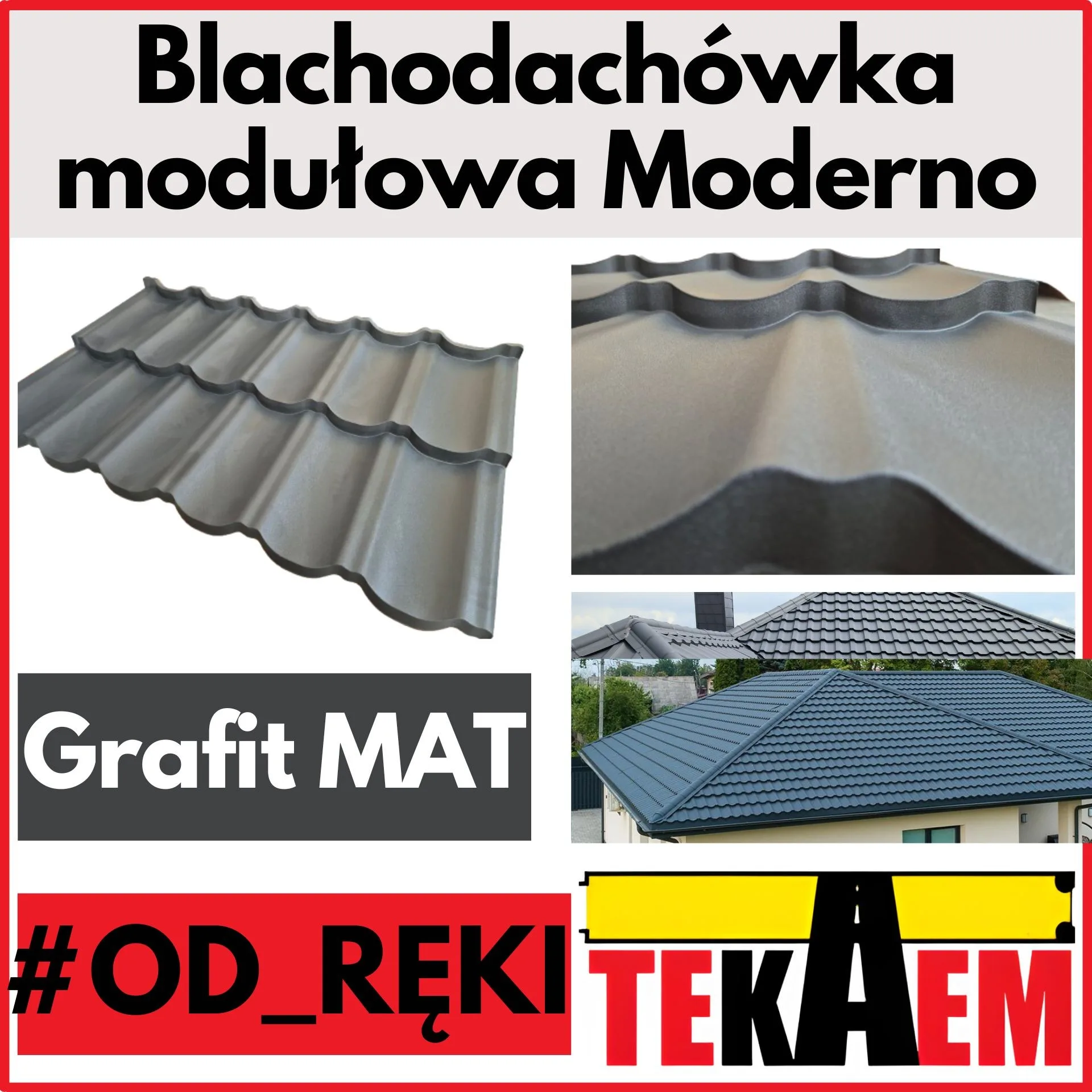 Blachodachówka modułowa MODERNO na dach antracyt pokrycie dachowe dachówka z blachy