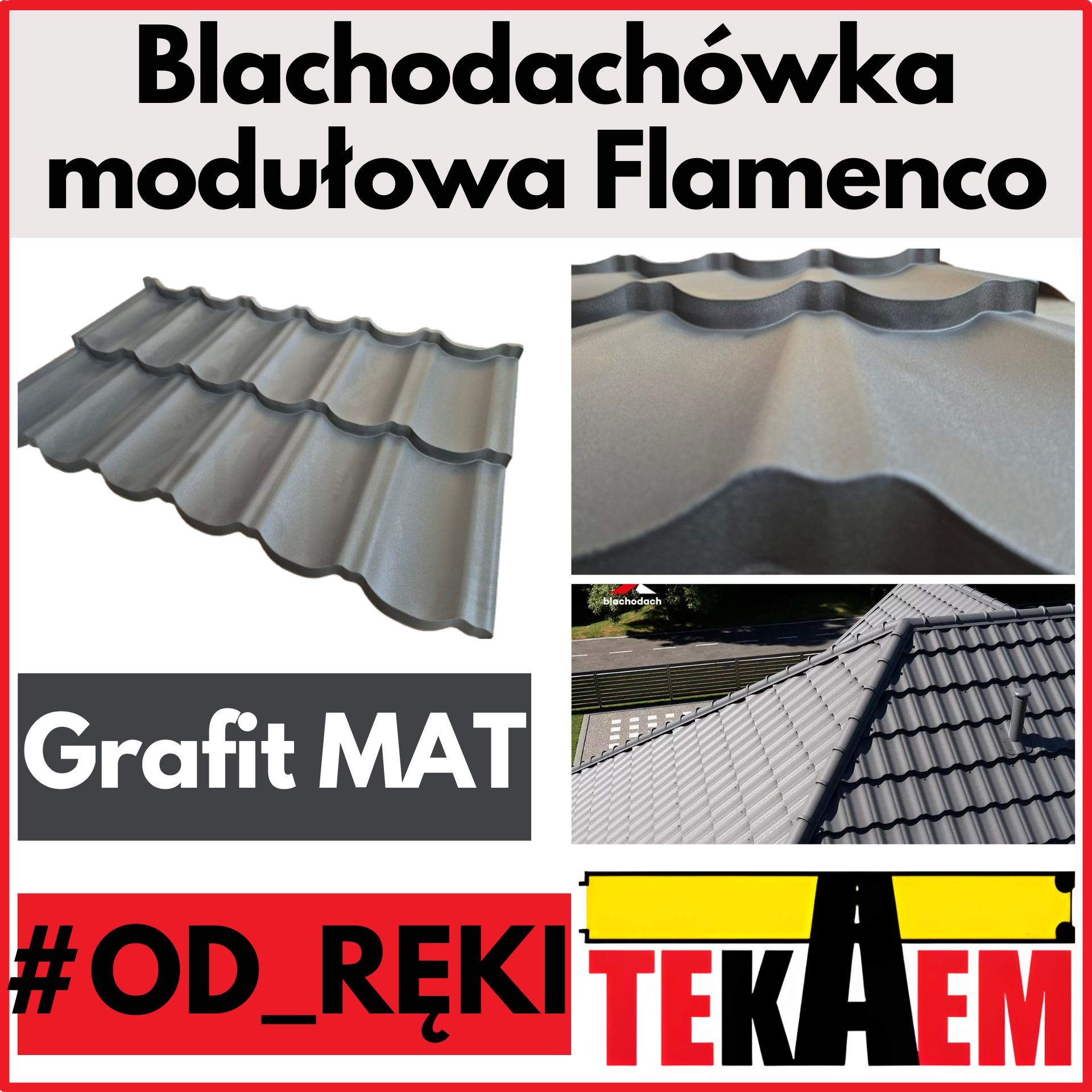 Flamenco Blachodachówka modułowa OD RĘKI na magazynie Grafit Mat 2gat