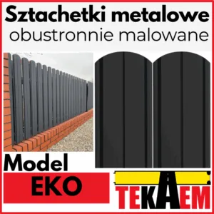 Sztachety metalowe EKO BRĄZ i GRAFIT POŁYSK / MAT obustronnie malowane