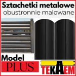 Sztachety metalowe PLUS BRĄZ i GRAFIT POŁYSK / MAT obustronnie malowane