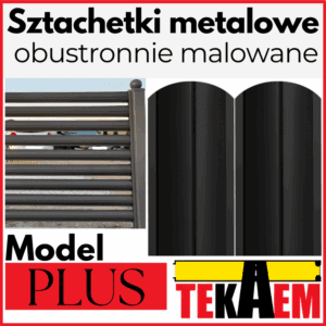 Sztachety metalowe PLUS BRĄZ i GRAFIT POŁYSK / MAT obustronnie malowane
