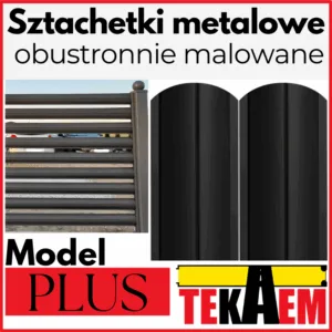 Sztachety metalowe PLUS BRĄZ i GRAFIT POŁYSK / MAT obustronnie malowane