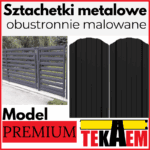 Sztachety metalowe PREMIUM BRĄZ, CZARNY i GRAFIT MAT obustronnie