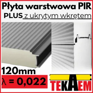 Płyty Warstwowe PIR ścienne PLUS 120mm 12cm z ukrytym mocowaniem