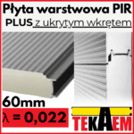 Płyty Warstwowe PIR ścienne PLUS 60mm 1gat