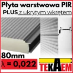 Płyty Warstwowe PIR ścienne PLUS 80mm 8cm z ukrytym mocowaniem