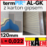 TermPir AL-GK 120 mm + 12,5mm GK 1gat. płyty pir karton gips lambda 0,022