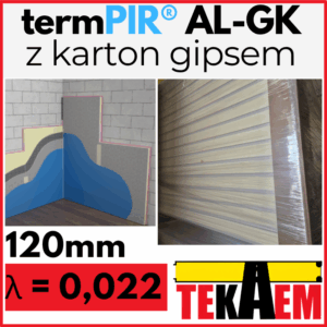 TermPir AL-GK 120 mm + 12,5mm GK 1gat. płyty pir karton gips lambda 0,022