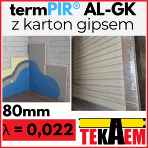 TermPir AL-GK 80 mm + 12,5mm GK 1gat. płyty pir karton gips lambda 0,022