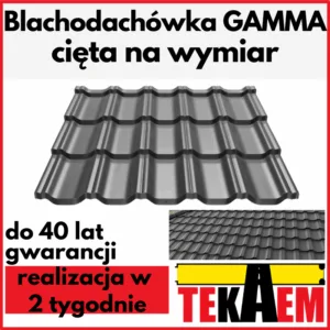 Blachodachówka GAMMA na dach BP2 cięte pod wymiar pokrycie dachowe dachówka z blachy