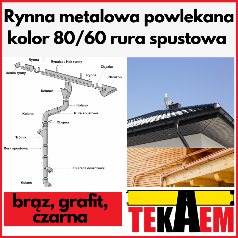 Rynna metalowa powlekana 80mm