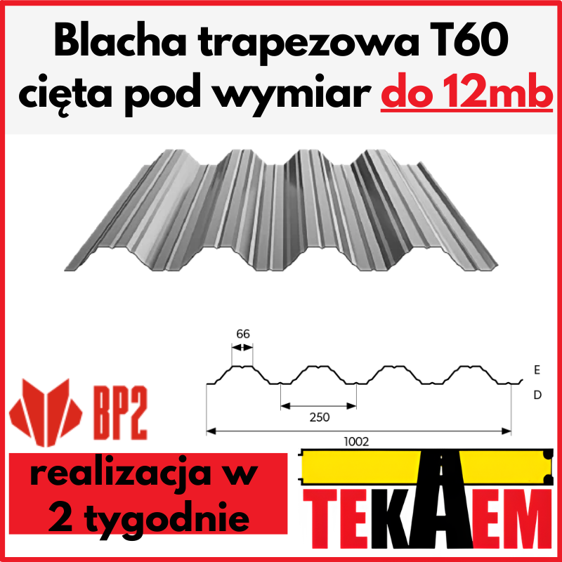 Blacha trapezowa T 60 pokrycie dachowe BP2 blacha konstrukcyjna ocynkowana i powlekana na dach