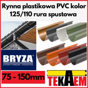 Rynna plastikowa PVC kolor 125mm rura spustowa 110mm