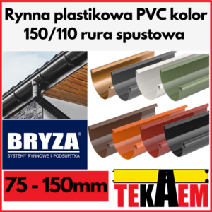 Rynna plastikowa PVC kolor 150mm rura spustowa 110mm