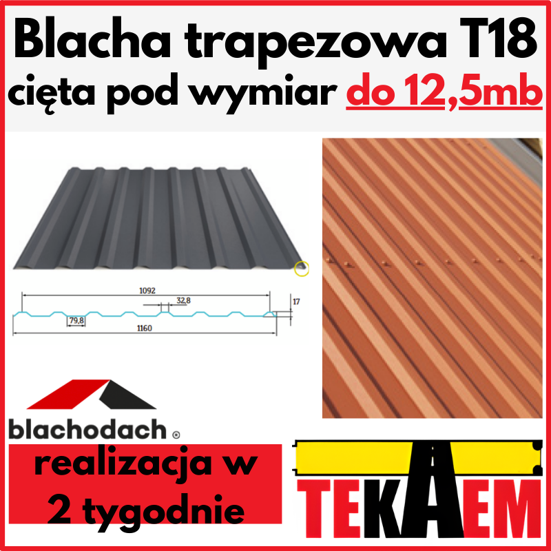 Blacha trapezowa T 18 pokrycie dachowe Blachodach blacha ocynkowana i powlekana na dach