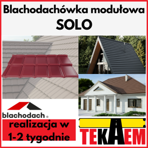 Blachodachówka modułowa SOLO na dach blachodach pokrycie dachowe dachówka z blachy